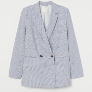 H&M double breasted striped jacket size L